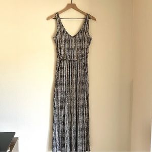 Kenar Black and White Abstract Sleeveless V-Neck Maxi Dress NWT